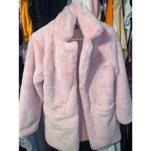 pink fur coat